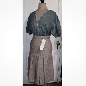 Vintage New Tags 70s 1970 Wool Midi Skirt Made Italy Bonwit Teller High Waist S